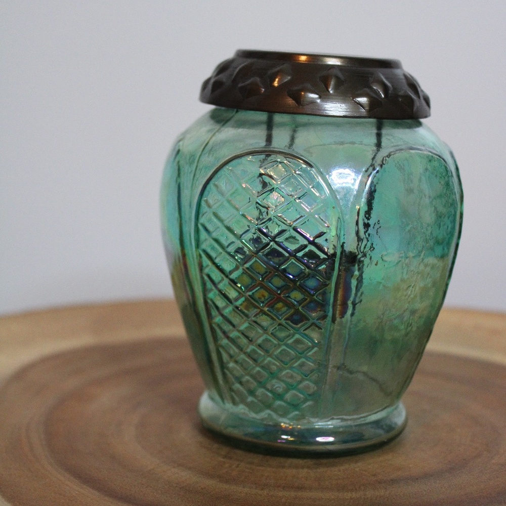 Blue Carnival Glass Votive Holder